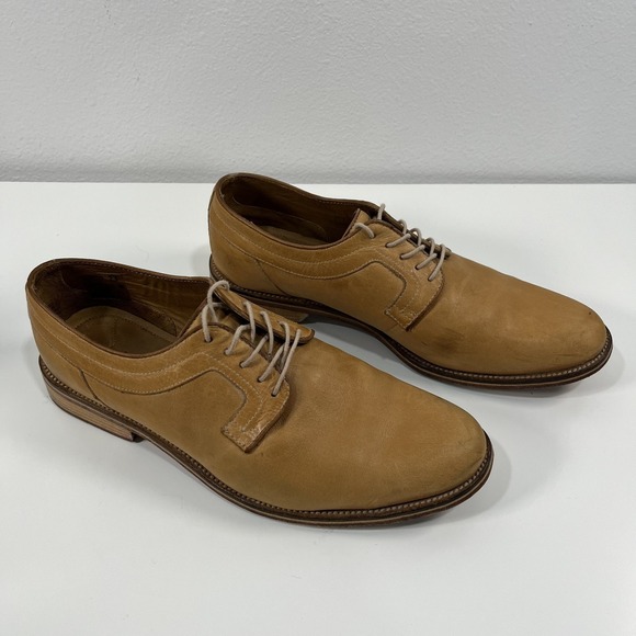 J SHOES MEN\'S VICEROY LACE-UP LEATHER DRESS TAN CAMEL OXFORD SHOES SIZE 12 main image 12